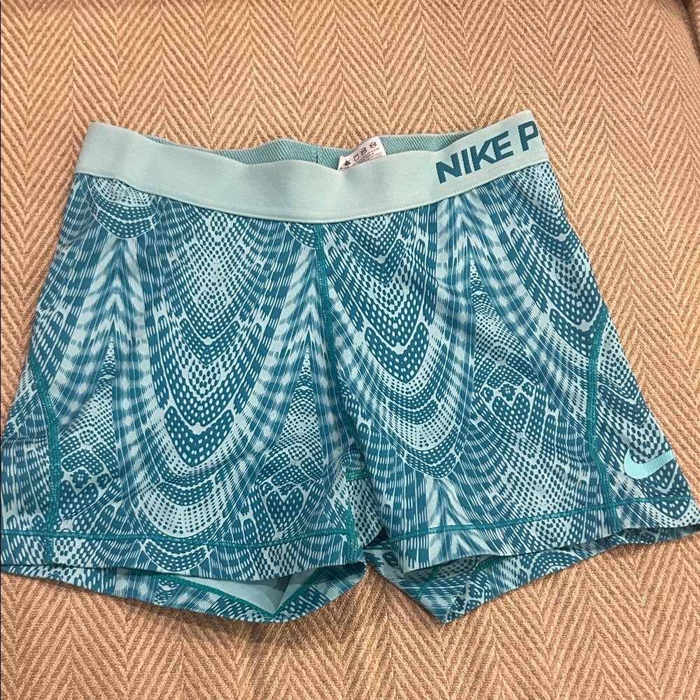 Nike Pro Teal Patterned Shorts